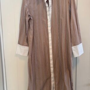 MISLOOK MAXI SHIRT DRESS - Brown/White - Size L